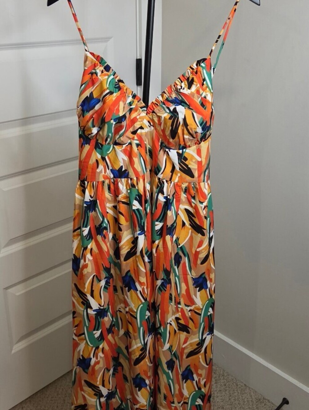 NWT Commense Womens Size XL Abstract Print Maxi Sundress with Spaghetti Straps